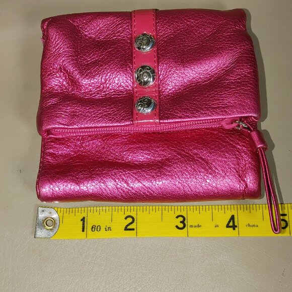 Brighton Nolita Shimmer Small Trifold Wallet Metallic Pink Leather Card Holder - Picture 6 of 11